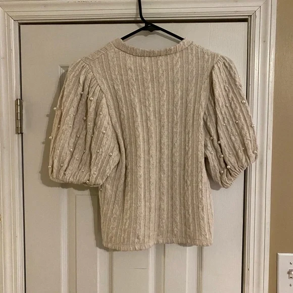 Zara PEARL SOFT TOP BEIGE MARL Size Large - Picture 4 of 6